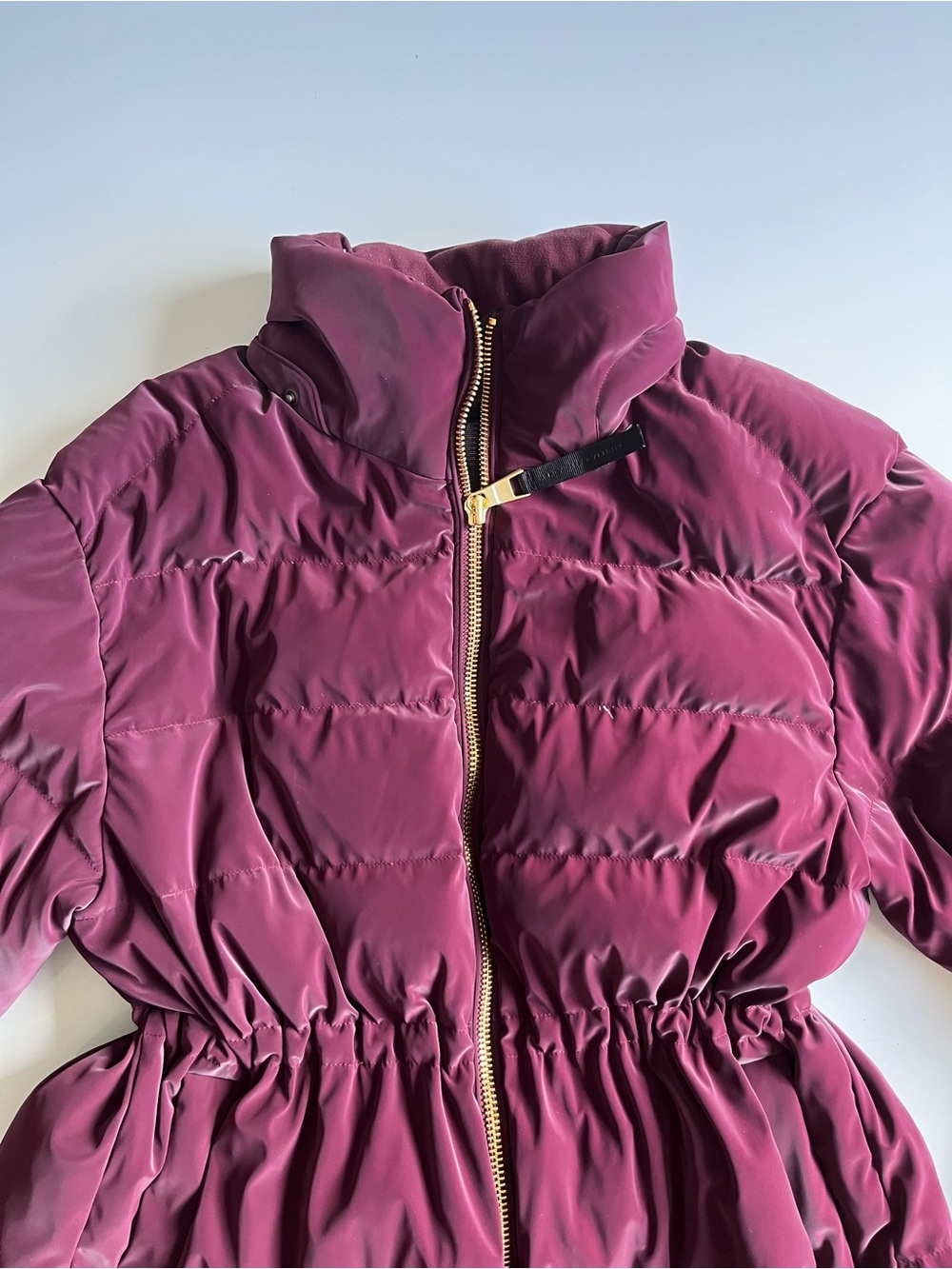 Athleta x Alicia Keys Quilted Burgundy Puffer Jacket with Gold Zippers - Picture 4 of 10